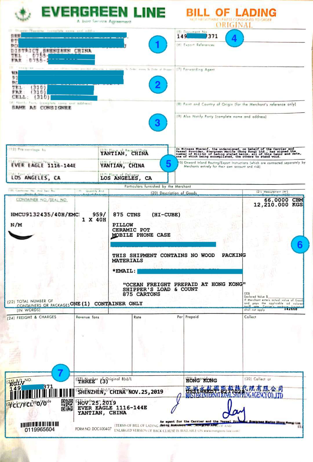 how to find bill of lading number