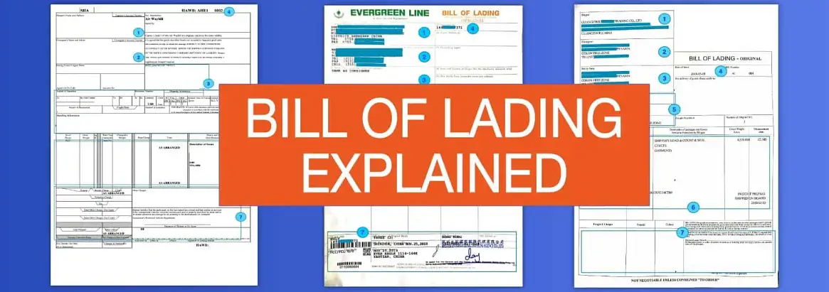 image explaining a bill of lading used in shipping